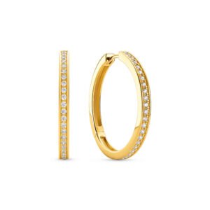 Argola Life Glam Prata com Banho de Ouro Amarelo Cravejado 25 mm