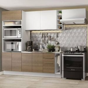 Cozinha Completa Madesa Stella 290002 Com Armário E Balcão Branco/Rustic Marrom