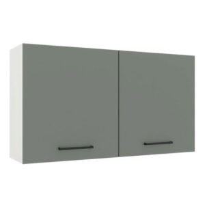 Armário Aéreo Madesa Agata 120 Cm 2 Portas Branco/Cinza Branco
