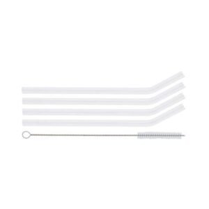 Conjunto De 4 Canudos De Vidro E 1 Escova De Limpeza Cristalino Oxford