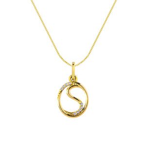 Pingente Letra S Ouro Amarelo e Diamantes