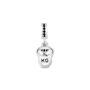 Pingente Life Esporte Halter e Kettlebell Prata Cravejado