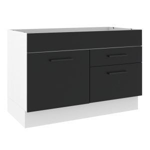 Balcão De Pia Madesa Agata 1 Porta E 2 Gavetas Branco/Preto