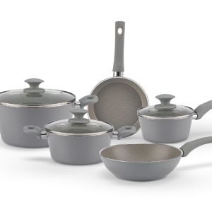 Jogo De Panelas Antiaderentes 5 Peças Indução Ceramic Life Optima Marble Brinox - Cinza