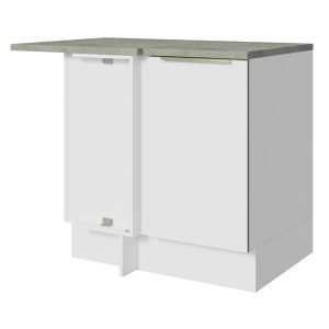 Balcão De Canto Madesa Lux 1 Porta 60 Cm Profundidade (Com Tampo) Branco/Branco Veludo