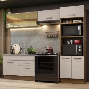 Armário De Cozinha Completa 270cm Rustic/Crema Agata Madesa 05