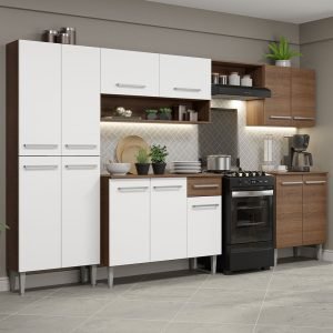 Armário De Cozinha Completa 293cm Rustic/Branco Emilly Madesa 01Xa