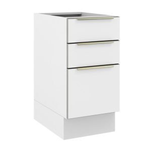 Balcão Madesa Lux 40 Cm 3 Gavetas (Sem Tampo) Branco/Branco Veludo
