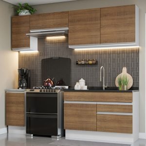 Armário De Cozinha Completa 240cm Branco/Rustic Glamy Madesa 07
