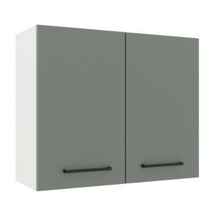 Armário Aéreo Madesa Agata 80 Cm 2 Portas Branco/Cinza
