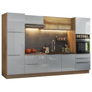Cozinha Completa Madesa Lux Com Armário E Balcão Rustic/Cinza