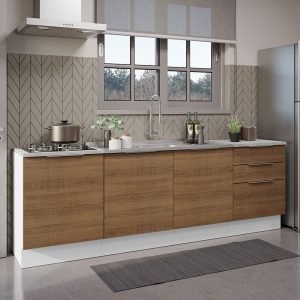 Armário De Cozinha Compacta 240cm Branco/Rustic Stella Madesa 01