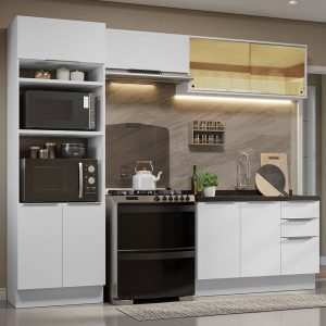 Armário De Cozinha Completa 270cm Branco Stella Madesa 06