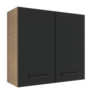 Armário Aéreo Madesa Agata 70 Cm 2 Portas Rustic/Preto