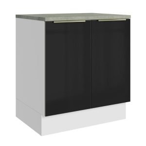 Balcão Madesa Lux 70 Cm 2 Portas - Branco/Preto (Com Tampo)