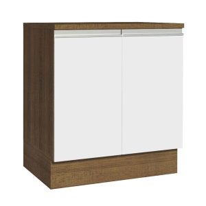 Balcão 70 X 60 Cm 2 Portas (Com Tampo) Rustic/Branco Glamy Madesa