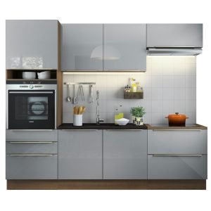 Cozinha Completa Madesa Lux Com Armário E Balcão 6 Portas 5 Gavetas Rustic/Cinza