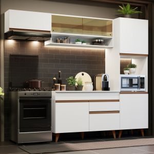 Armário De Cozinha Completa 250cm Branco Reims Madesa 04