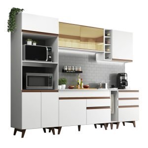 Cozinha Completa Madesa Reims 270001 Com Armário E Balcão Branco