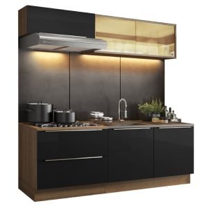 Cozinha Completa Madesa Lux Com Armário E Balcão 5 Portas 2 Gavetas Rustic/Preto