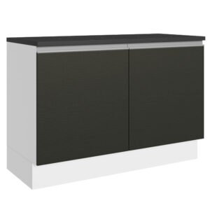 Balcão De Pia Cozinha 100% Mdf 120 Cm 2 Portas Branco/Preto Acordes Madesa Cor:Branco/Preto