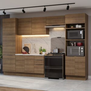 Armário De Cozinha Completa 330cm Rustic Stella Madesa 02 Cor:Rustic