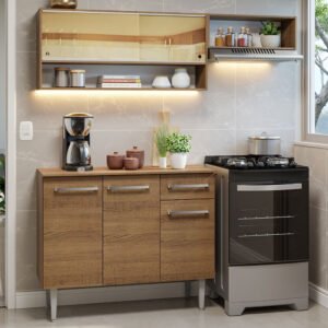 Armário De Cozinha Compacta 165cm Rustic Emilly Madesa 02 Cor:Rustic