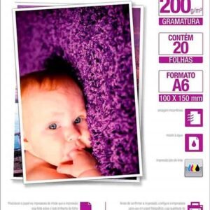 Papel Especial Photo Multilaser Paper A6 200G/M2 20 Folhas - Pe010 Multilaser
