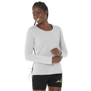 Camiseta Manga Longa de Treino Feminina Mizuno Nirvana GG Cinza