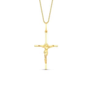 Pingente Cruz Jesus Cristo em Ouro Amarelo 18k - Pingente Ouro Amarelo Jesus Cristo