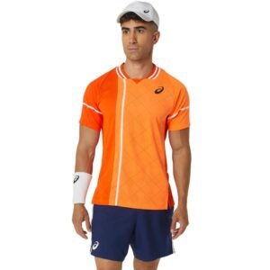 Camiseta ASICS Match Actibreeze™ - Masculina - Laranja com Vermelho e Branco