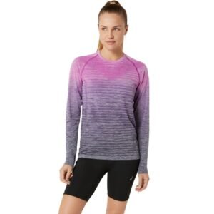 Camiseta de Manga Longa ASICS - Feminino - Rosa com Cinza