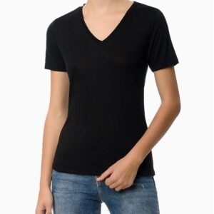 Blusa Feminina Estampa Bordada em Surton Gola v Calvin Klein Jeans - Preto Blusa Feminina Estampa Bordada em Surton Gola v Calvin Klein Jeans Preto g