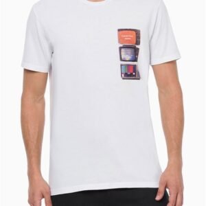 Camiseta Masculina Tv Screens Calvin Klein Jeans - Branco Camiseta Masculina Tv Screens Calvin Klein Jeans Branco Ggg
