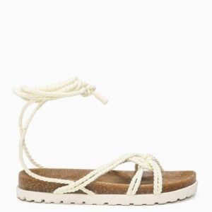 Sandália Slide de Amarrar Calvin Klein Jeans - Off White Sandália Slide de Amarrar Calvin Klein Jeans Off White 38