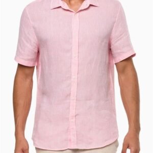 Camisa Masculina Cannes Linen Calvin Klein Jeans - Rosa Claro Camisa Masculina Cannes Linen Calvin Klein Jeans Rosa Claro 4