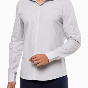 Camisa Masculina Slim Mini Listrado Fio 60 Calvin Klein - Branco 2 Camisa Masculina Slim Mini Listrado Fio 60 Calvin Klein Branco 2 6
