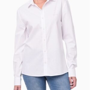 Camisa Masculina Regular Lisa Básica Calvin Klein Jeans - Branco Camisa Masculina Regular Lisa Básica Calvin Klein Jeans Branco g