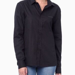 Camisa Masculina Regular Lisa Básica Calvin Klein Jeans - Preto Camisa Masculina Regular Lisa Básica Calvin Klein Jeans Preto m