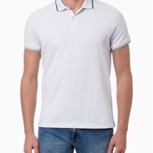Polo Masculina Slim Listras Rapport Calvin Klein - Branco Polo Masculina Slim Listras Rapport Calvin Klein Branco Ggg