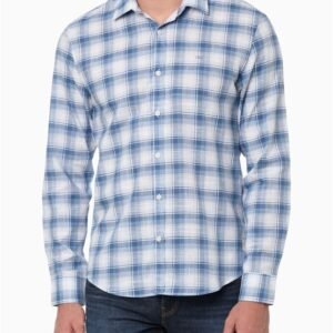 Camisa Masculina Flamê Plaid Calvin Klein Jeans - Azul Claro Camisa Masculina Flamê Plaid Calvin Klein Jeans Azul Claro g