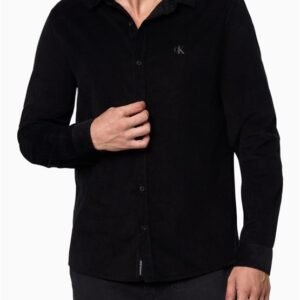 Camisa Masculina Manga Longa Slim Cotelê Calvin Klein Jeans - Preto Camisa Masculina Manga Longa Slim Cotelê Calvin Klein Jeans Preto g
