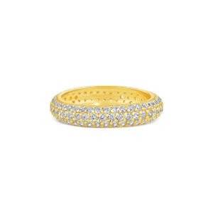 Anel Life Essential em Prata 925 com Banho de Ouro Amarelo 18k e Pedras Incolores, 4.3mm