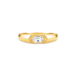 Anel Signet em Ouro Amarelo 18k com Topázio Incolor
