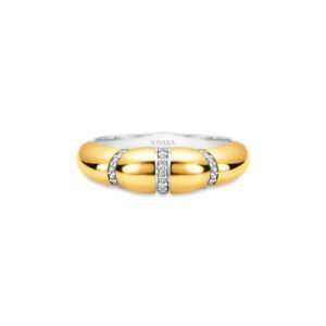 Anel Mykonos em Prata 925 e Ouro Amarelo 18k com Diamantes 0,09 ct