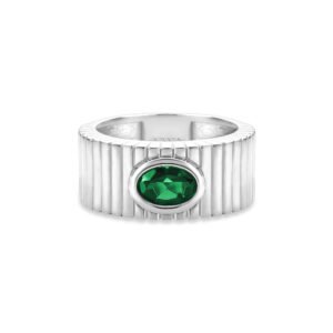 Anel Gomos Color em Prata 925 com Turmalina Verde