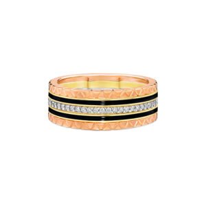 Anel Icona Ouro Amarelo, Ouro Branco e Ouro Rosé 18k com Diamantes