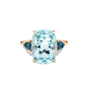 Anel Sirena em Ouro Rosé 18k com Topázios Sky e London