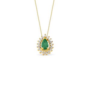 Pingente Classic Oriental em Ouro Amarelo 18k com Esmeralda e Diamantes