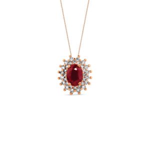Pingente Clássico em Ouro Rosé 18k com Rubi e Diamantes